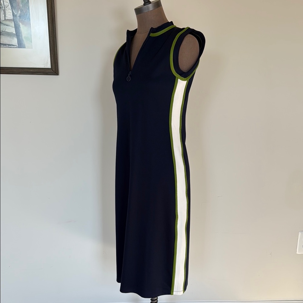 Tory Burch Blue Sheath Dress with Mock Neck